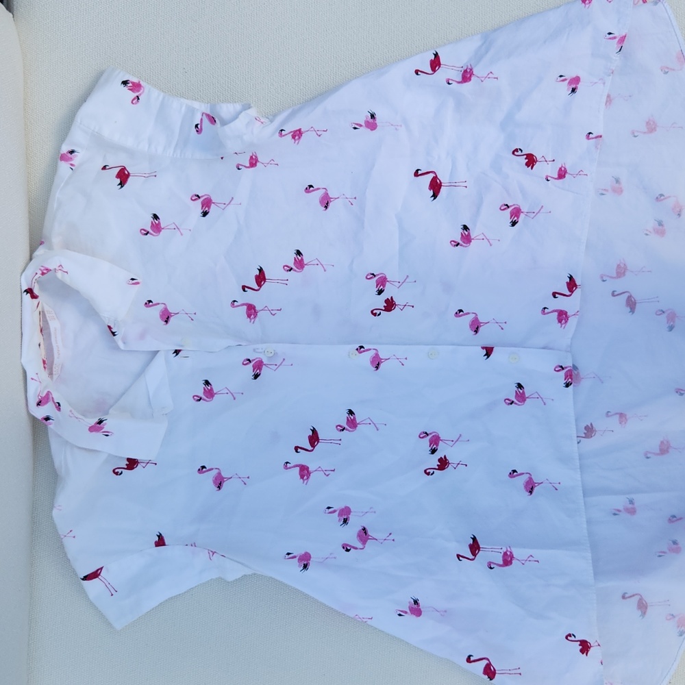 ZARA high low flamingo button down asymmetric size xs